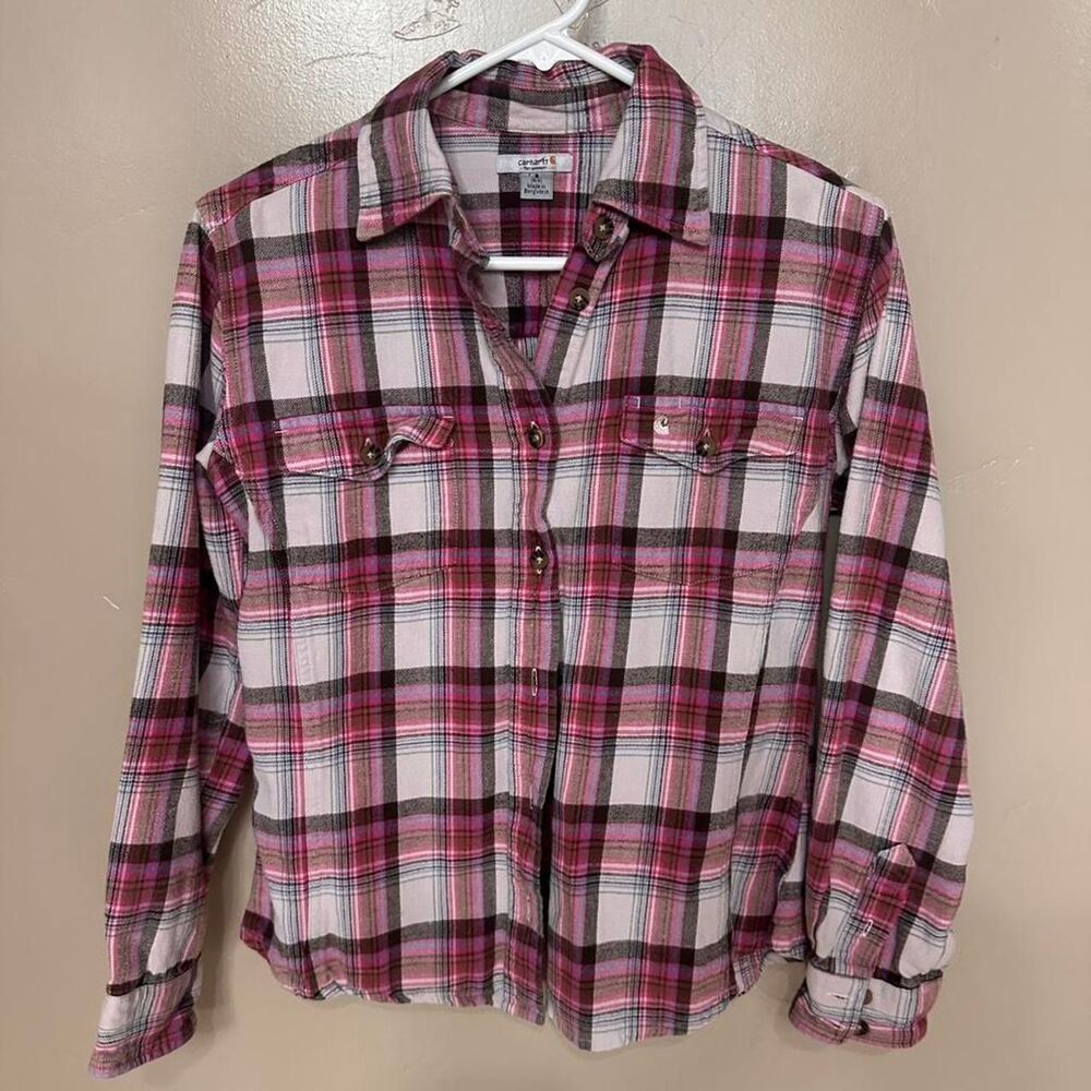 Carhartt Pink Plaid Button Up shirt Size S
